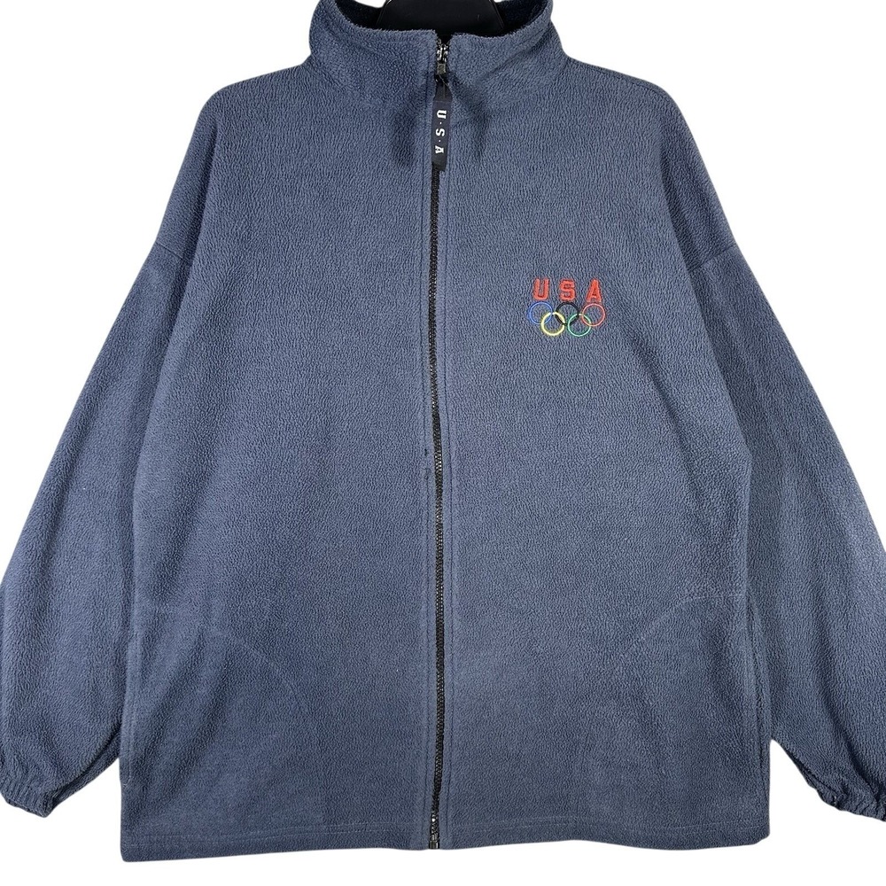 Vintage 90s USA Olympics Fleece Jacket Mens XL Embroidered Logo Made in USA
